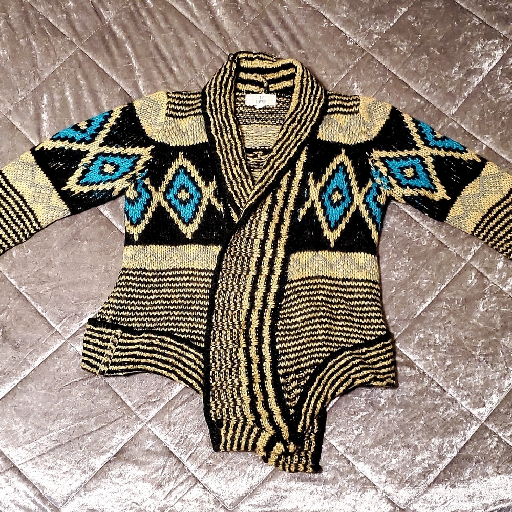 Cream and turquoise sweater